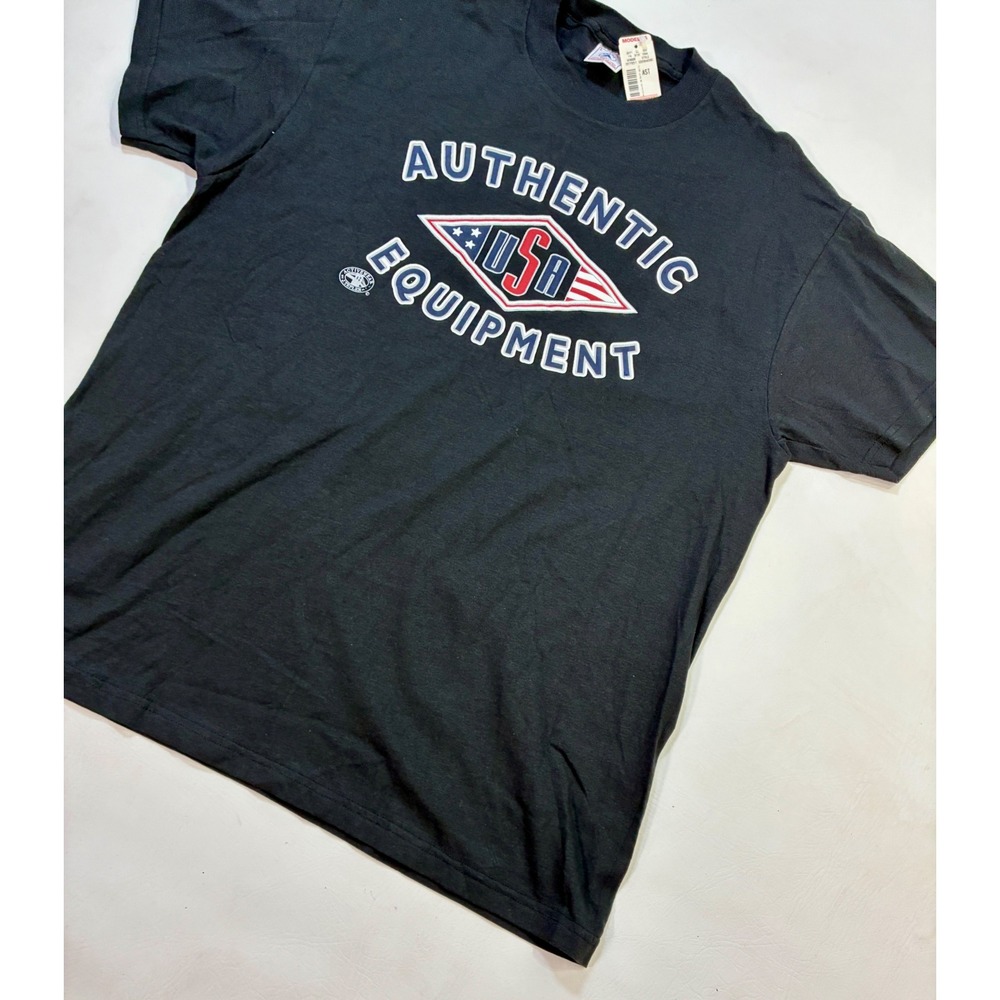 Graphic Tshirt Vintage Single Stitch Tee Americana Black T-Shirt Large Delta USA - Picture 2 of 8